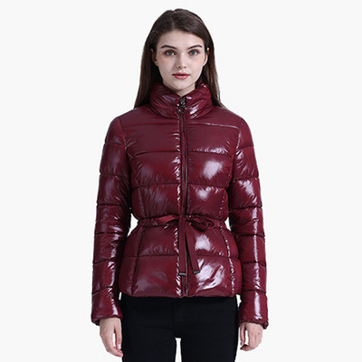 SANTELON žiemos laisvalaikio trumpi parkai su diržu, stori pūkiniai švarkai Moteriški, madingi, vėjui atsparūs, vandeniui atsparūs šilti viršutiniai drabužiai