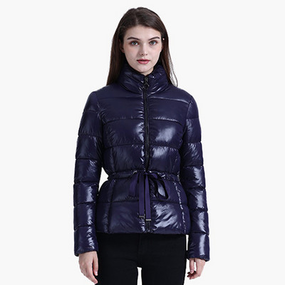 SANTELON žiemos laisvalaikio trumpi parkai su diržu, stori pūkiniai švarkai Moteriški, madingi, vėjui atsparūs, vandeniui atsparūs šilti viršutiniai drabužiai