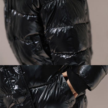 Дамски едноцветни черни големи паркове Модно късо палто 2023 Зимни якета Дамско водоустойчиво женско палто Топло елегантно пухено яке