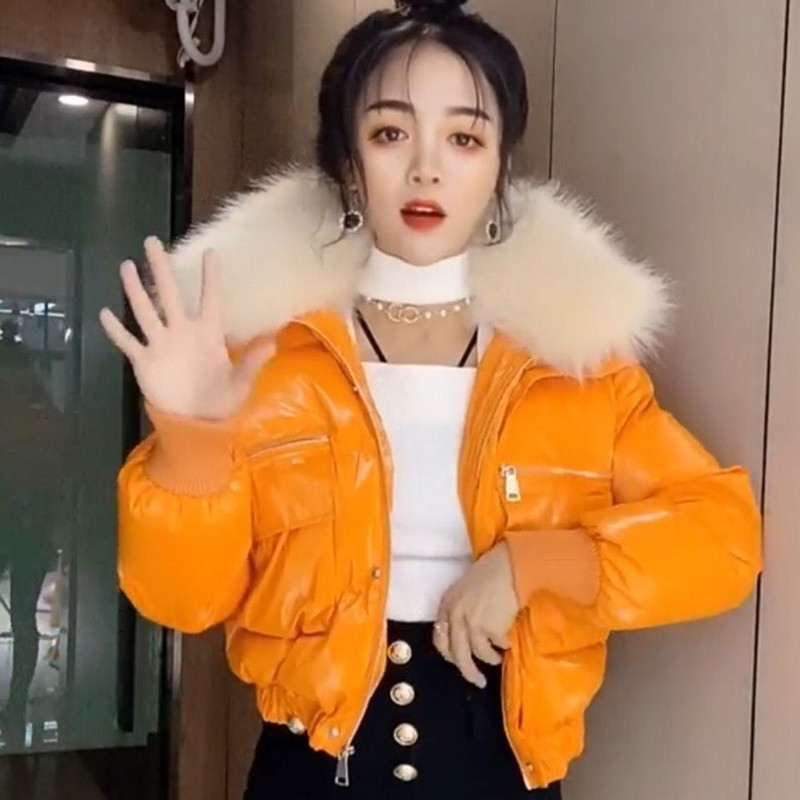 Parka de damă Clean Free Shiny Bumbac Jachetă Scurtă Iarnă 2023 New Fashion