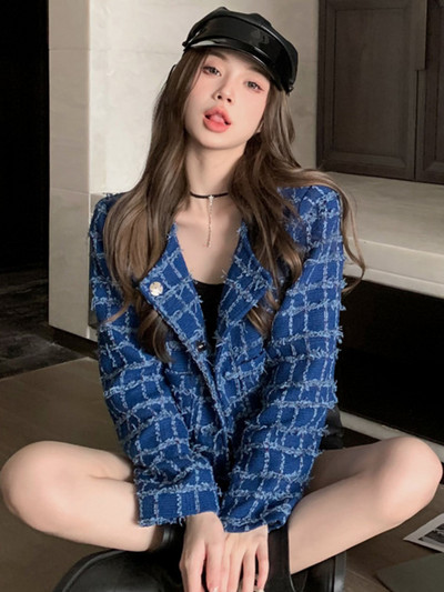 High Street Prantsuse vanad jakid naistele 2023. aasta sügistalv, praetud tänava lühike mantel, mood vabaaja ülerõivad Chaqueta Casaco