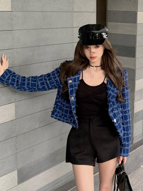 High Street Prantsuse vanad jakid naistele 2023. aasta sügistalv, praetud tänava lühike mantel, mood vabaaja ülerõivad Chaqueta Casaco