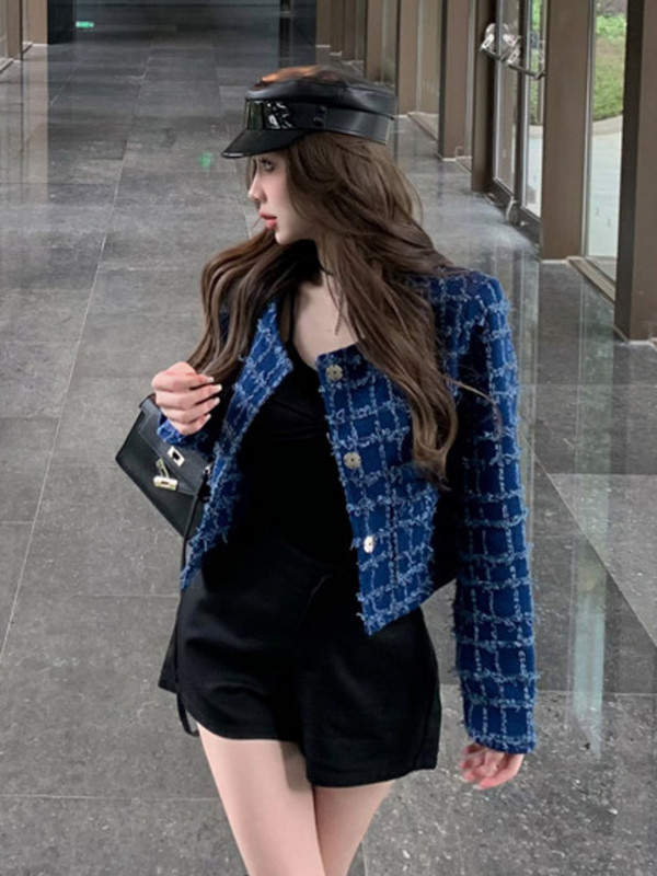 High Street Prantsuse vanad jakid naistele 2023. aasta sügistalv, praetud tänava lühike mantel, mood vabaaja ülerõivad Chaqueta Casaco