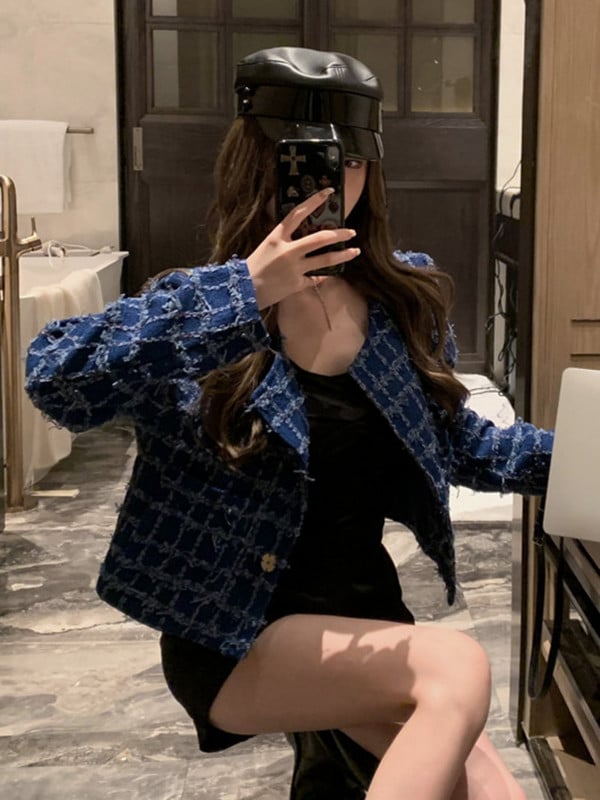 High Street Prantsuse vanad jakid naistele 2023. aasta sügistalv, praetud tänava lühike mantel, mood vabaaja ülerõivad Chaqueta Casaco