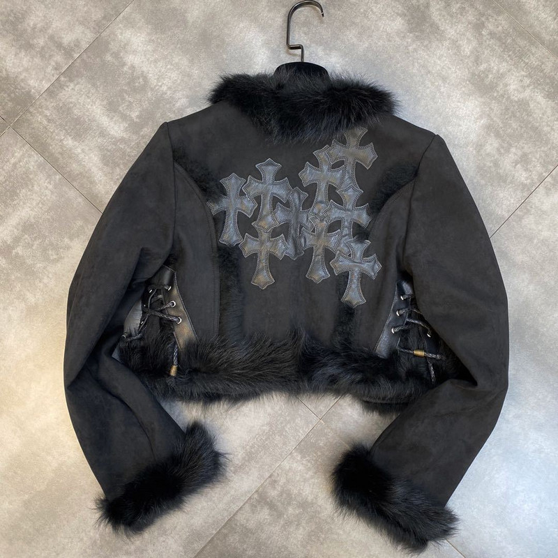 2023 m. naujoji pavasario rudens moteriška PU kailinė striukė ilgomis rankovėmis vilnoniais kraštais austas matinės vilnos integruotas medvilninis paltas, pastorintas