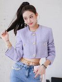 Toamnă coreeană dulce parfum mic jachetă din tweed femei de marcă de lux de lână haină scurtă Casaco femeie moda piste outwear Top