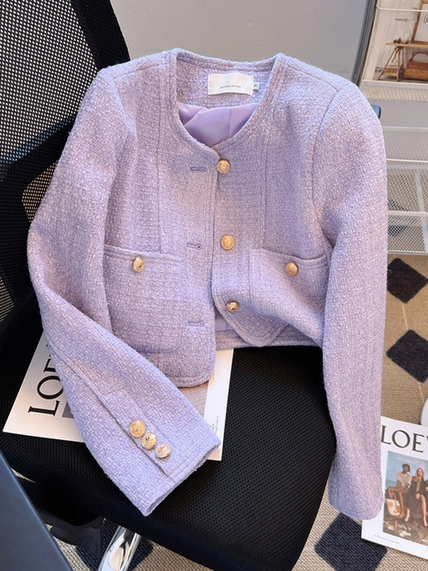 Őszi koreai édes kis illatú Tweed dzseki női márka luxus gyapjú rövidkabát Casaco női divat kifutó felsőruházat felső