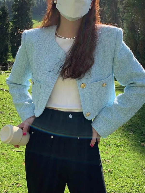 Őszi koreai édes kis illatú Tweed dzseki női márka luxus gyapjú rövidkabát Casaco női divat kifutó felsőruházat felső