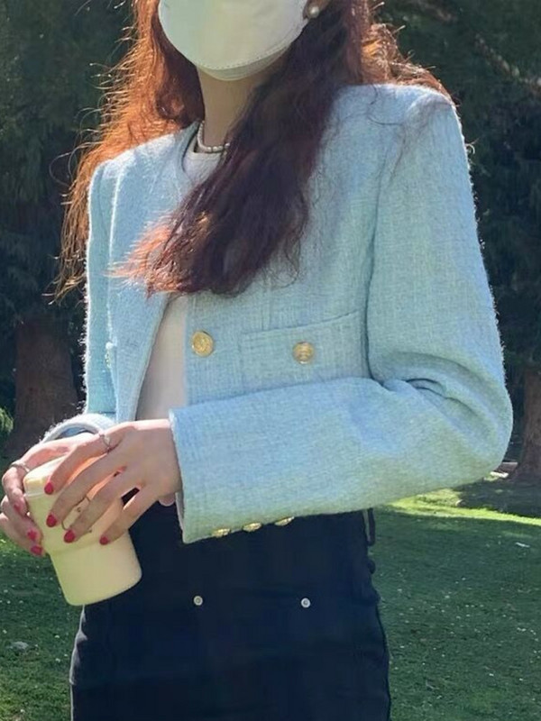 Őszi koreai édes kis illatú Tweed dzseki női márka luxus gyapjú rövidkabát Casaco női divat kifutó felsőruházat felső