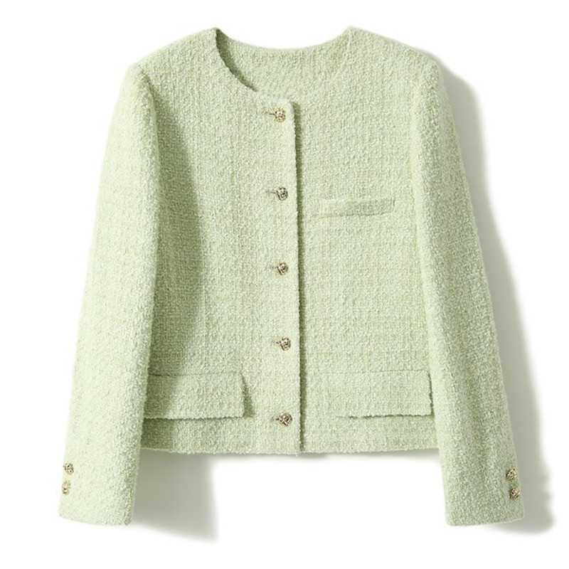 Jachetă din tweed de marca de modă coreeană High Street, pentru femei, toamnă, iarnă, franceză, vintage, de lux, cu mâneci lungi, haine scurte de lână.