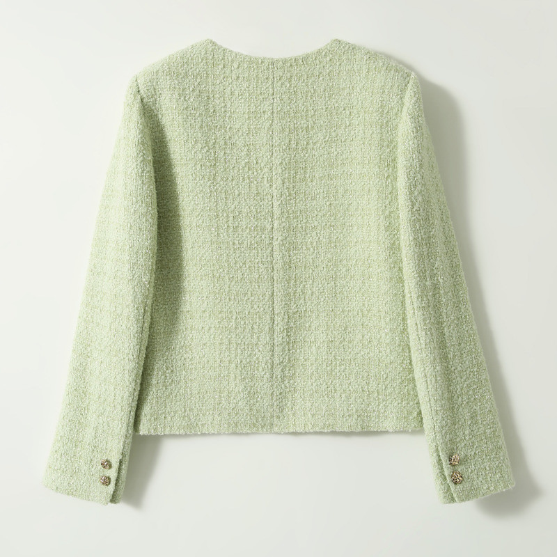 Jachetă din tweed de marca de modă coreeană High Street, pentru femei, toamnă, iarnă, franceză, vintage, de lux, cu mâneci lungi, haine scurte de lână.