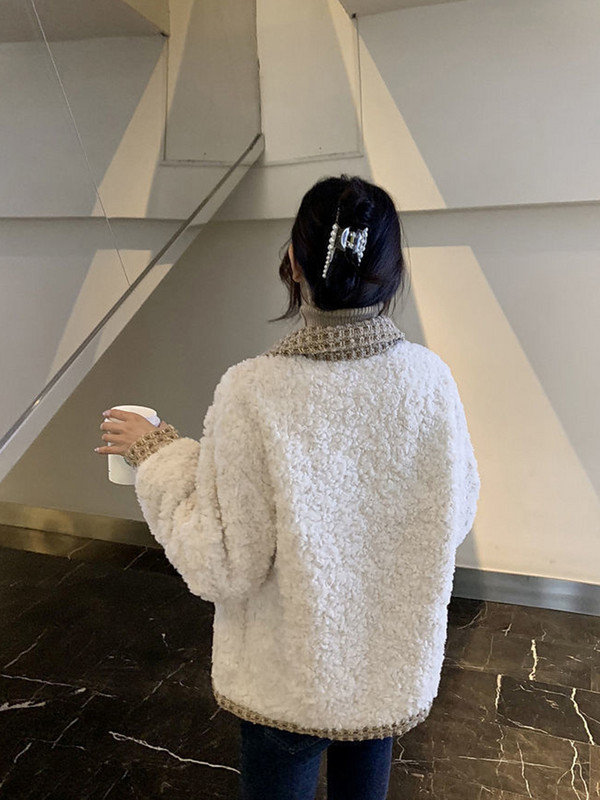 Zoki haine de miel false dulci pentru femei, în stil coreean preppy, patchwork, jachetă elegantă, la modă de iarnă, cu mânecă lungă, haină casual pentru femei