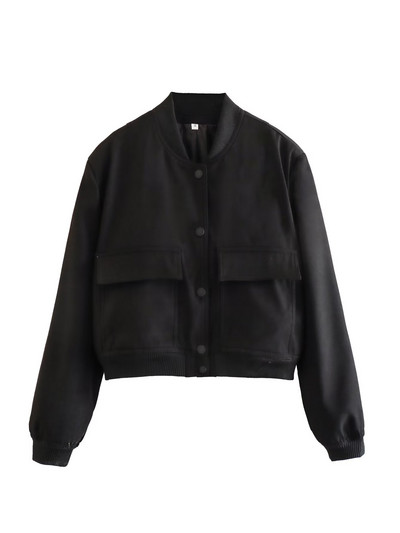 TRAF Jachete noi pentru damă Palton Bombers Îmbrăcăminte cu mânecă lungă 2023 Top cu nasturi solid Y2K Ocazional largi primăvară toamnă Jachete scurte pentru femei