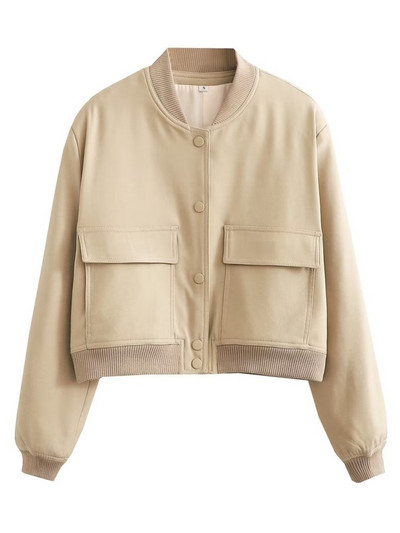 TRAF Jachete noi pentru damă Palton Bombers Îmbrăcăminte cu mânecă lungă 2023 Top cu nasturi solid Y2K Ocazional largi primăvară toamnă Jachete scurte pentru femei