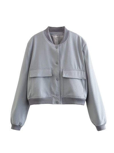 TRAF Jachete noi pentru damă Palton Bombers Îmbrăcăminte cu mânecă lungă 2023 Top cu nasturi solid Y2K Ocazional largi primăvară toamnă Jachete scurte pentru femei