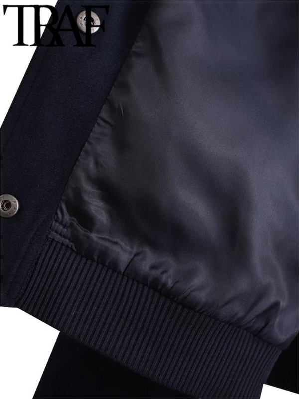 TRAF Jachete noi pentru damă Palton Bombers Îmbrăcăminte cu mânecă lungă 2023 Top cu nasturi solid Y2K Ocazional largi primăvară toamnă Jachete scurte pentru femei