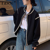 Rudens žiema Nauja korėjietiška madinga striukė moteriška laisva laisvalaikio vintažinis paltas su užtrauktuku Viršutiniai moteriški nertiniai viršutiniai drabužiai