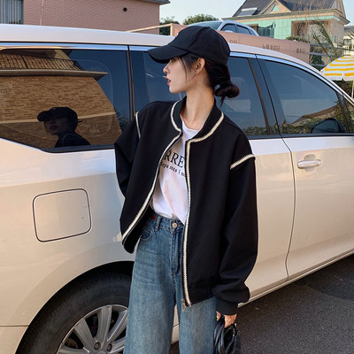 Rudens žiema Nauja korėjietiška madinga striukė moteriška laisva laisvalaikio vintažinis paltas su užtrauktuku Viršutiniai moteriški nertiniai viršutiniai drabužiai