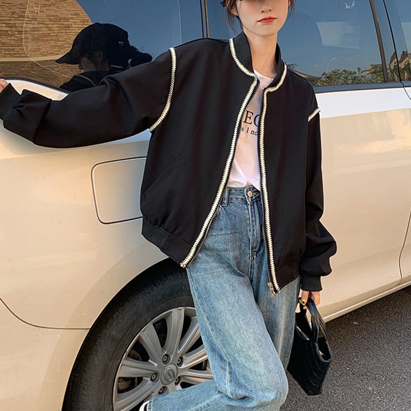 Rudens žiema Nauja korėjietiška madinga striukė moteriška laisva laisvalaikio vintažinis paltas su užtrauktuku Viršutiniai moteriški nertiniai viršutiniai drabužiai