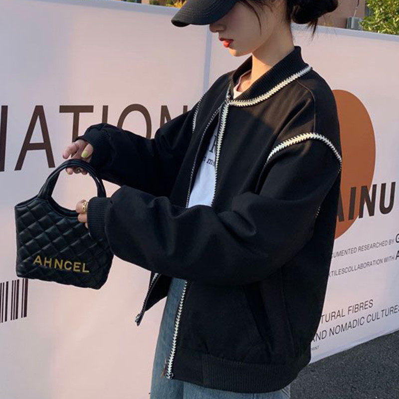 Rudens žiema Nauja korėjietiška madinga striukė moteriška laisva laisvalaikio vintažinis paltas su užtrauktuku Viršutiniai moteriški nertiniai viršutiniai drabužiai