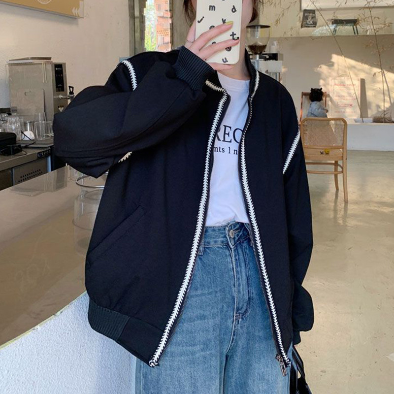 Rudens žiema Nauja korėjietiška madinga striukė moteriška laisva laisvalaikio vintažinis paltas su užtrauktuku Viršutiniai moteriški nertiniai viršutiniai drabužiai