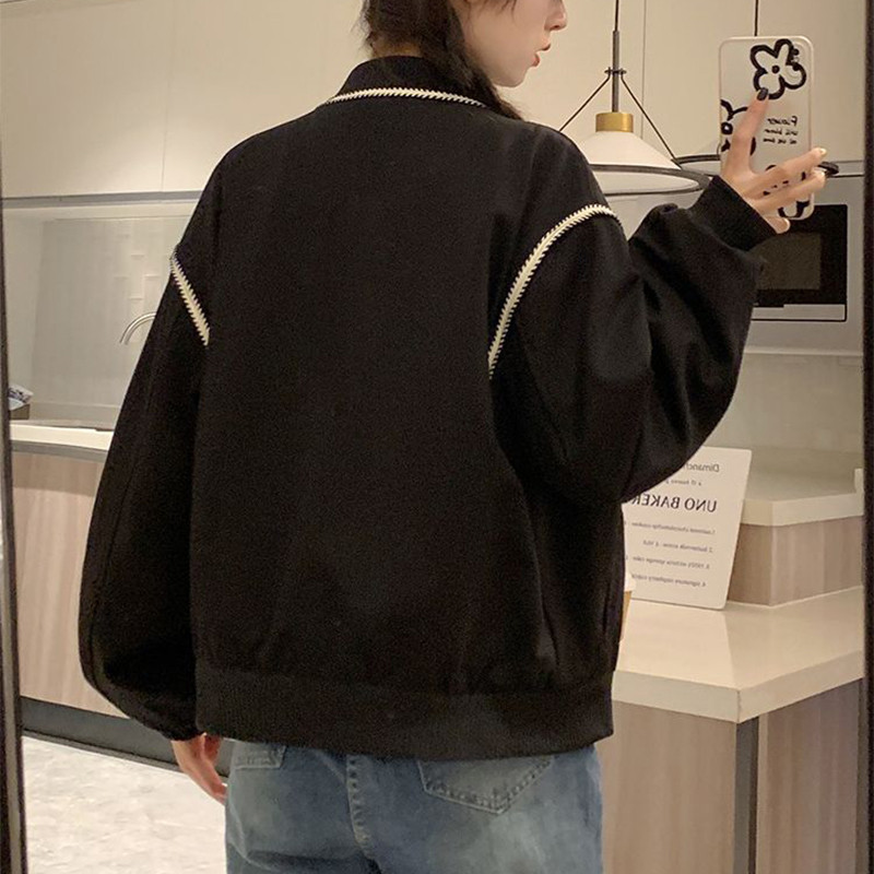 Rudens žiema Nauja korėjietiška madinga striukė moteriška laisva laisvalaikio vintažinis paltas su užtrauktuku Viršutiniai moteriški nertiniai viršutiniai drabužiai