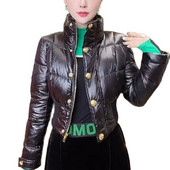 Női divat rövid pamut dzseki őszi tél új kabát vékony szabás, melegen tartás pamut outkabát Női Parka felsőruházat felsők