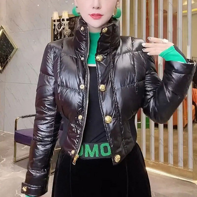 Női divat rövid pamut dzseki őszi tél új kabát vékony szabás, melegen tartás pamut outkabát Női Parka felsőruházat felsők