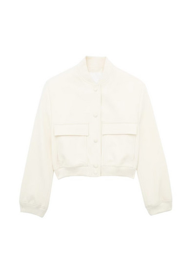 TRAF pavasario mados moterų laisva striukė su kišenėmis ilgomis rankovėmis, uždengtais sagučiais, laisvalaikio moteriški apkarpyti viršutiniai apatiniai drabužiai, balti