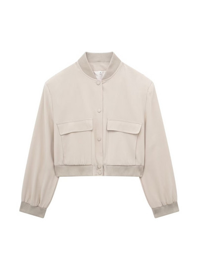 TRAF pavasario mados moterų laisva striukė su kišenėmis ilgomis rankovėmis, uždengtais sagučiais, laisvalaikio moteriški apkarpyti viršutiniai apatiniai drabužiai, balti