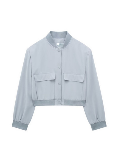 TRAF pavasario mados moterų laisva striukė su kišenėmis ilgomis rankovėmis, uždengtais sagučiais, laisvalaikio moteriški apkarpyti viršutiniai apatiniai drabužiai, balti