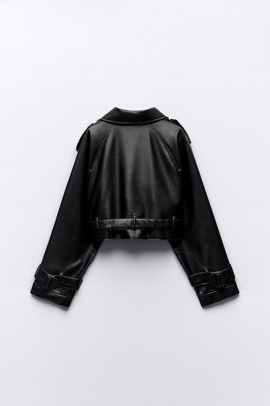 Jachetă de șanț din piele artificială tăiată supradimensionată de primăvară de toamnă, guler cu rever, mâneci lungi, jachetă din PU cu centură, motociclist, femeie