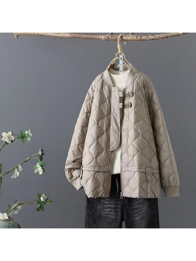 Îmbrăcăminte pentru femei 2023, toamnă iarnă, carouri cu diamante, îmbrăcăminte lejeră din bumbac, la modă, jachete versatile din bumbac pentru femei