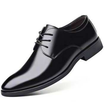 Мъжки дишащи кожени обувки Черни меки кожени меки дъна Пролет и есен Мъжки мъжки бизнес официални облекла Ежедневни обувки