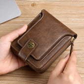 Portofel de epocă mic pentru bărbați din piele Pu Poșetă scurtă pentru bărbați cu fermoar clutch solid Porte Feuille Hommes Porte Monnaie Homme