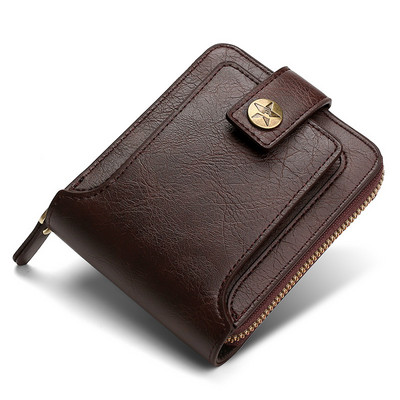 Portofel de epocă mic pentru bărbați din piele Pu Poșetă scurtă pentru bărbați cu fermoar clutch solid Porte Feuille Hommes Porte Monnaie Homme