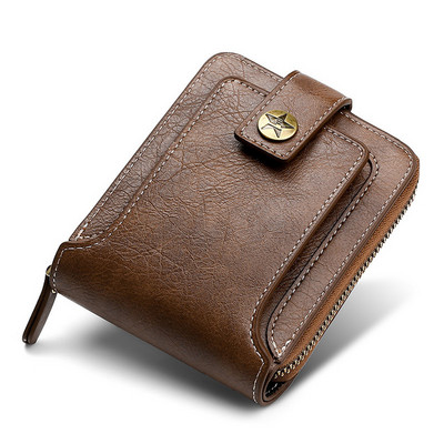 Portofel de epocă mic pentru bărbați din piele Pu Poșetă scurtă pentru bărbați cu fermoar clutch solid Porte Feuille Hommes Porte Monnaie Homme