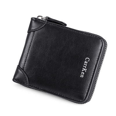 Portofel de epocă mic pentru bărbați din piele Pu Poșetă scurtă pentru bărbați cu fermoar clutch solid Porte Feuille Hommes Porte Monnaie Homme