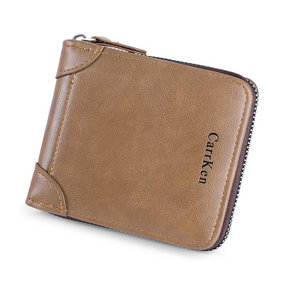 Portofel de epocă mic pentru bărbați din piele Pu Poșetă scurtă pentru bărbați cu fermoar clutch solid Porte Feuille Hommes Porte Monnaie Homme