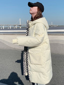 KBAT Parka îngroșată de iarnă din bumbac Jachetă de damă largi, rezistentă la vânt, lungă, caldă, cu glugă, pardesi ocazional pentru femei