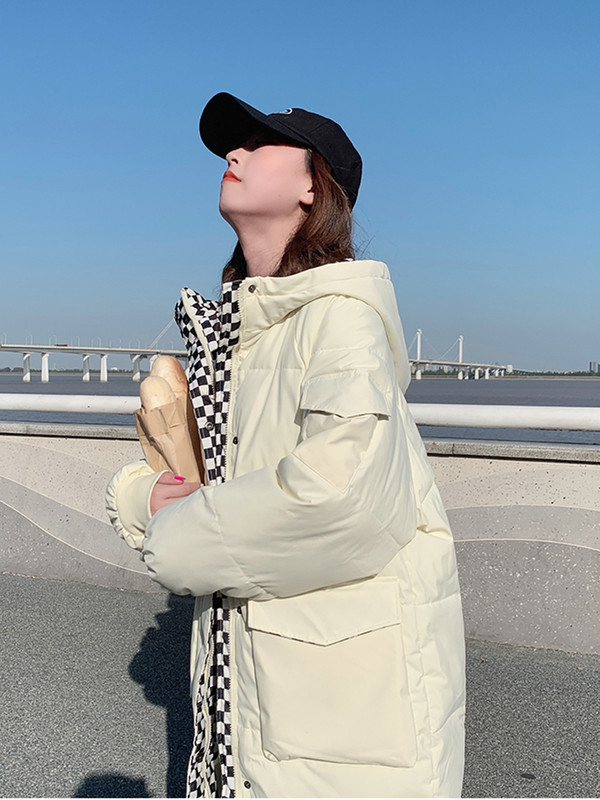 KBAT Parka îngroșată de iarnă din bumbac Jachetă de damă largi, rezistentă la vânt, lungă, caldă, cu glugă, pardesi ocazional pentru femei