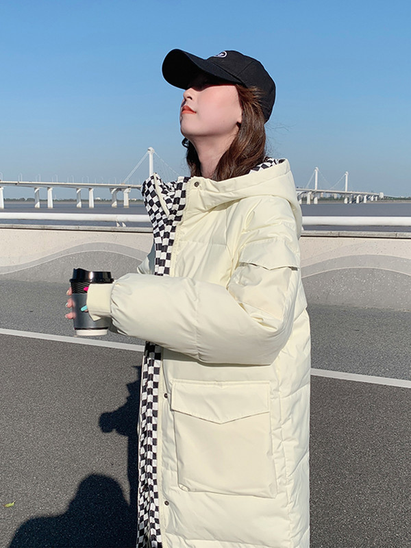 KBAT Parka îngroșată de iarnă din bumbac Jachetă de damă largi, rezistentă la vânt, lungă, caldă, cu glugă, pardesi ocazional pentru femei