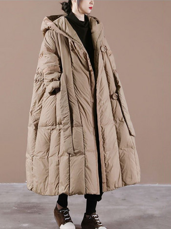 KBAT Зимна дамска пухена парка Oversize Sonw Coat Ултра леко топло дълго женско пухено яке Ветроустойчиво горно облекло