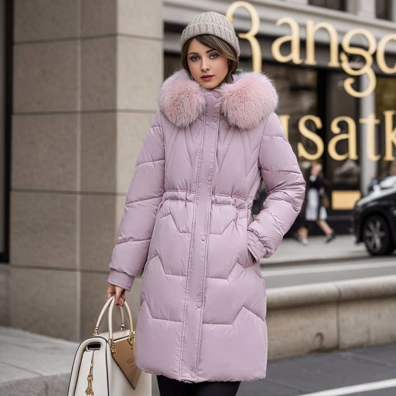 Iarnă 2023 Parka pentru femei Jachetă mare cu guler de blană Jachetă nouă cu mânecă lungă cu glugă, îngroșat, caldă, cu mânecă lungă