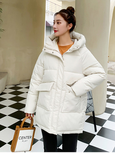 2023. Korejska jakna s kapuljačom Ženska zimska labava ležerna topla pamučno podstavljena jakna Duga pufer jakna Ženska vanjska odjeća otporna na vjetar