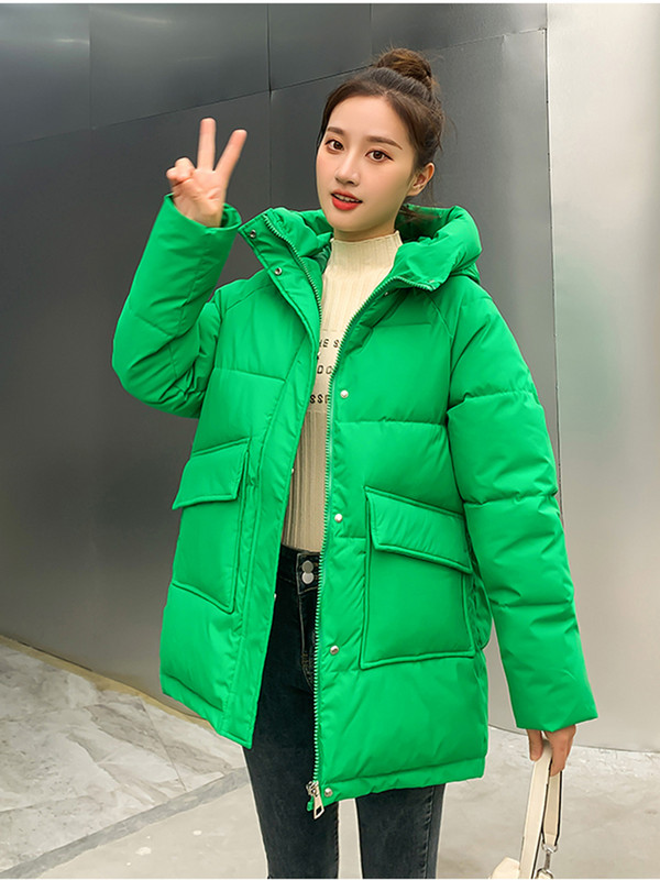 2023. Korejska jakna s kapuljačom Ženska zimska labava ležerna topla pamučno podstavljena jakna Duga pufer jakna Ženska vanjska odjeća otporna na vjetar