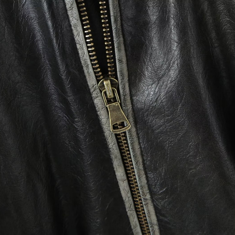 Jesen 2023. Ženski široki kaput Motociklistička crna jakna od umjetne kože Zimski ženski kaput s patentnim zatvaračem BF Punk široka gornja odjeća