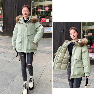 -30 de grade din bumbac parka căptușită jachetă de iarnă haine pentru femei largi, caldă, blană mare, parkas cu glugă, haină pentru femei, îmbrăcămintea rezistentă la vânt