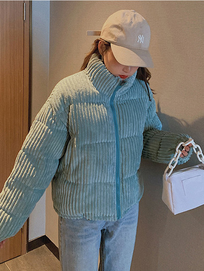 Modna jesensko-zimska parka 2023. Široki samt kaputi Vintage, ležerni, samostojeći ovratnik Pamučno podstavljena jakna Ženski pufer kaput