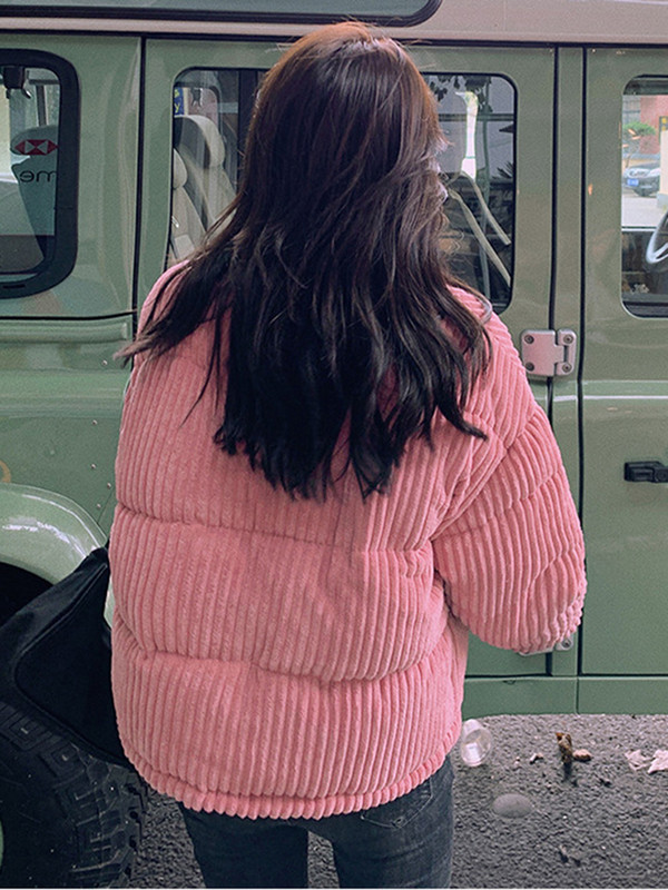 Modna jesensko-zimska parka 2023. Široki samt kaputi Vintage, ležerni, samostojeći ovratnik Pamučno podstavljena jakna Ženski pufer kaput